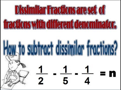 Learn basic Math in Urdu Grade 5 L 26, Subtraction of Dissimilar Fractions